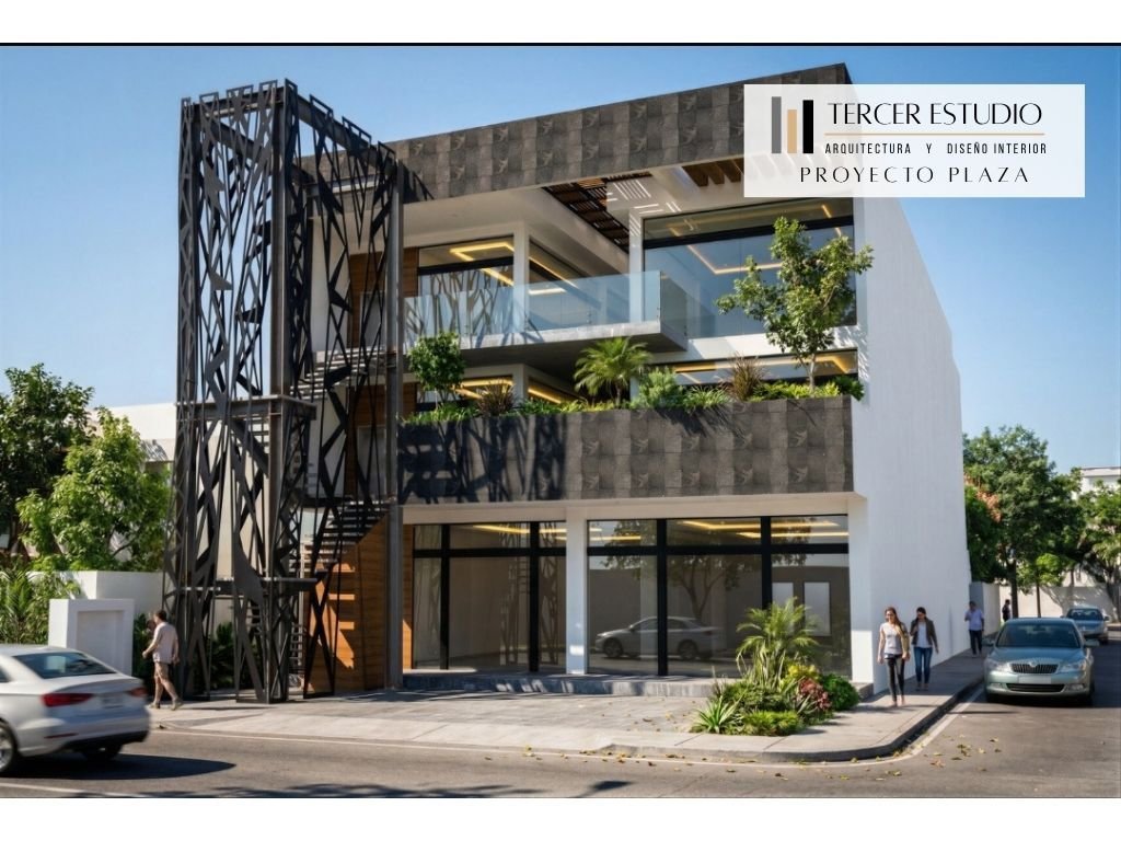 Proyecto Plaza — arquitectura comercial y diseño de fachada, proyecto integral de Tercer Estudio en Querétaro